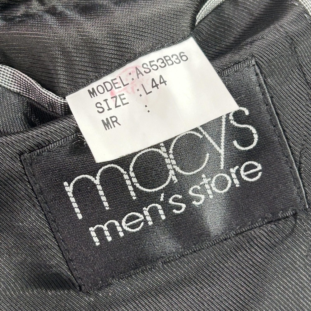 Alfani Suit Mens 44L Jacket 38x33 Pants Gray Wool Cashmere Check 2 Piece - Picture 8 of 16